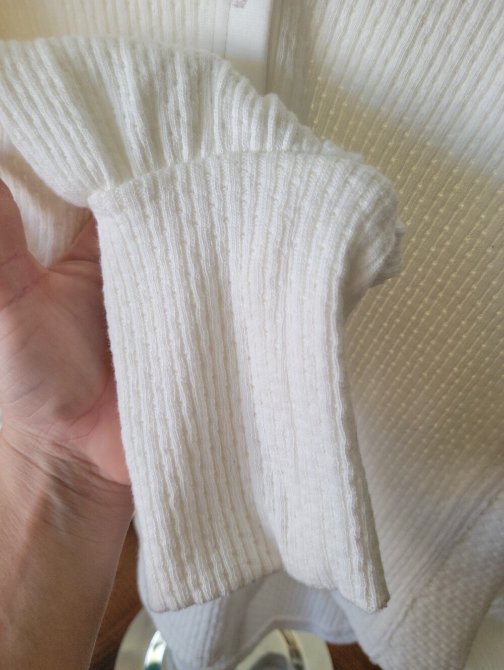 Free People Cream Waffle-Knit Henley Long-Sleeve Top - Picture 10 of 11